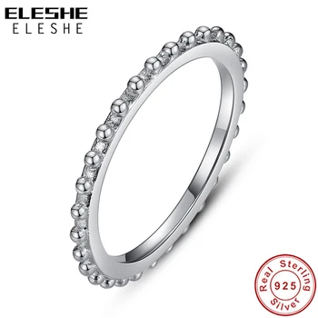 

ELESHE Punk Style Original 925 Sterling Silver Rings Simple Stackable Beaded Finger Ring for Women Wedding Minimalist Jewelry