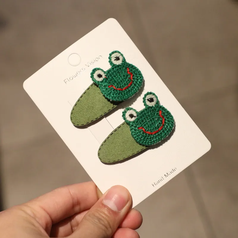 1 frog 2 шт./лот, заколка для волос с мультяшным рисунком, детские заколки для волос для девочек, аксессуары для волос, украшение для волос, заколка для волос, головной убор, головной убор - Цвет: 1 frog