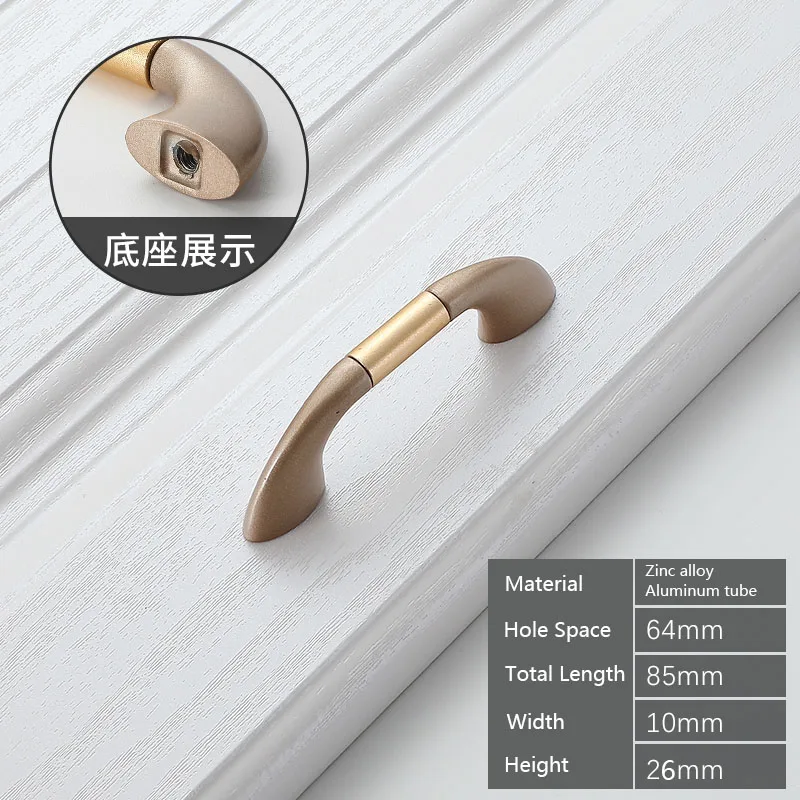 Gold 64mm black gold silver metal knobs and handles for furniture modern drawer wardrobe kitchen door in Cabinet Pulls kids mini small - Цвет: Gold 64mm