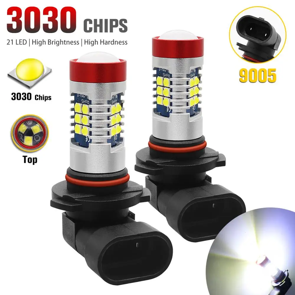 2шт 9005 HB3 светодиодный противотуманный фонарь 21 чипы 3030 SMD высокая яркость 6000K белый автомобильный противотуманный фонарь DC 12V