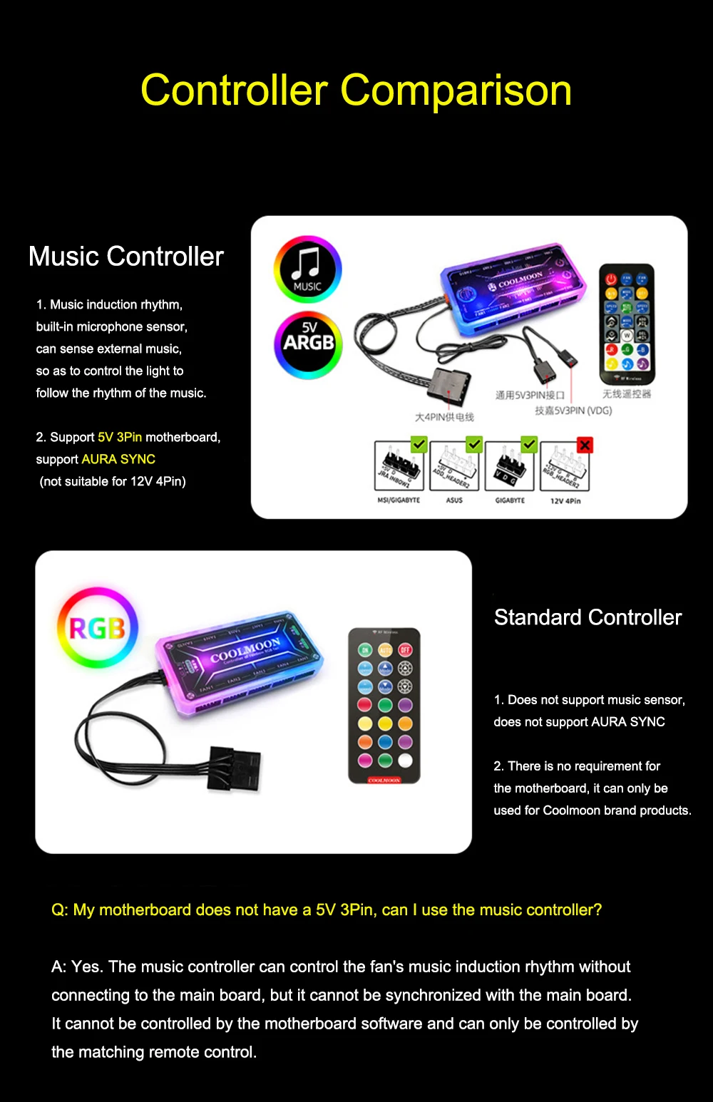 coolmoon rgb conduziu luz suporte da placa gráfica pequeno gpu suporte vga para acessórios do computador chassi pc