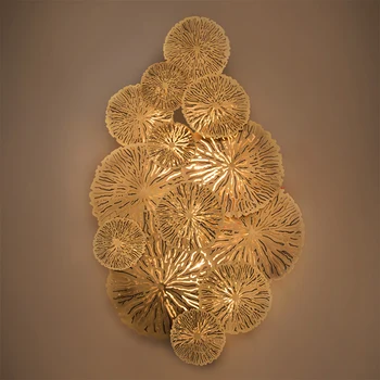 

New Chinese 3D Luxurious Lotus Leaf Wall Decoration Copper Crafts Decor Wall Ornament Wall Hanging Mural Accessories R2764