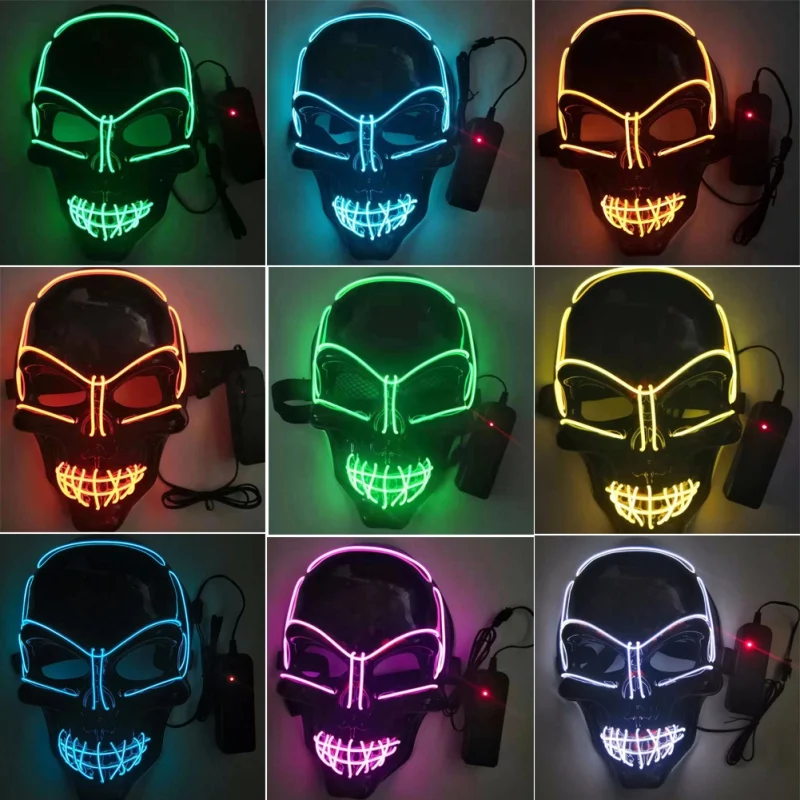 Halloween LED Glowing Mask Fluorescent Mask Scary Mask For Halloween Theme Party Bar Show Cosplay Purge Movie