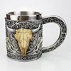 Stainless Steel Skull Mug Viking Death Grim Reaper With Fire Dragon Handle Goat Horn Gothic Design Coffee Beer Mugs As Halloween ► Photo 3/6