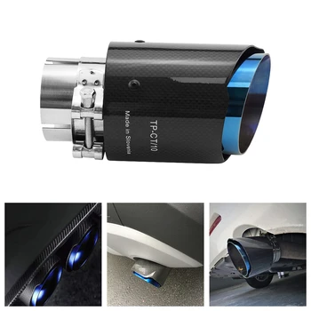 

Universal carbon fibre Grilled blue Stainless steel Universal DUAL Automobile exhaust pipe Muffler modification tip Car styling