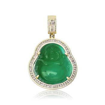 

OMYFUN Colored Buddha Pendant With Baguette AAA Cubic Zircon Hiphop Necklace Tennis Rope Chain for Choose Hip Hop Punk Jewelry