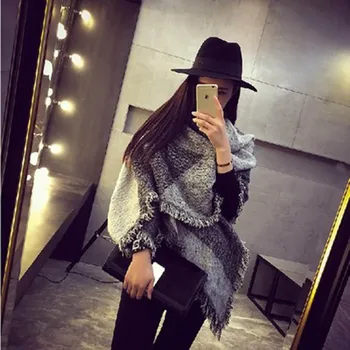 

Fashion Large Scarves Women Scarf Long Cashmere Winter Wool Blend Soft Warm Plaid Scarf Wrap Shawl Plaid Female Scarf