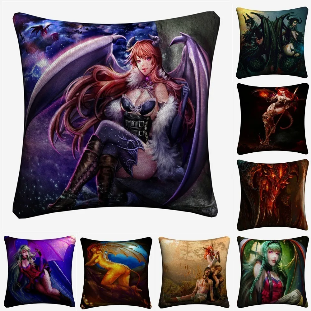 Темный суккуб вампир демон девушка Декоративная Подушка Чехол для дивана