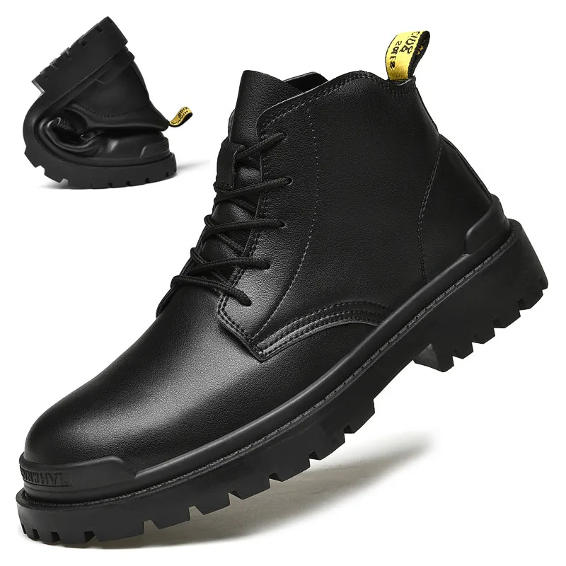 Men Military Boots Black Autumn Black Military Ankle Boots Men Army