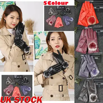 

Women Touch Screen Artificial Leather Glove Warm Rabbit Rabbit hair