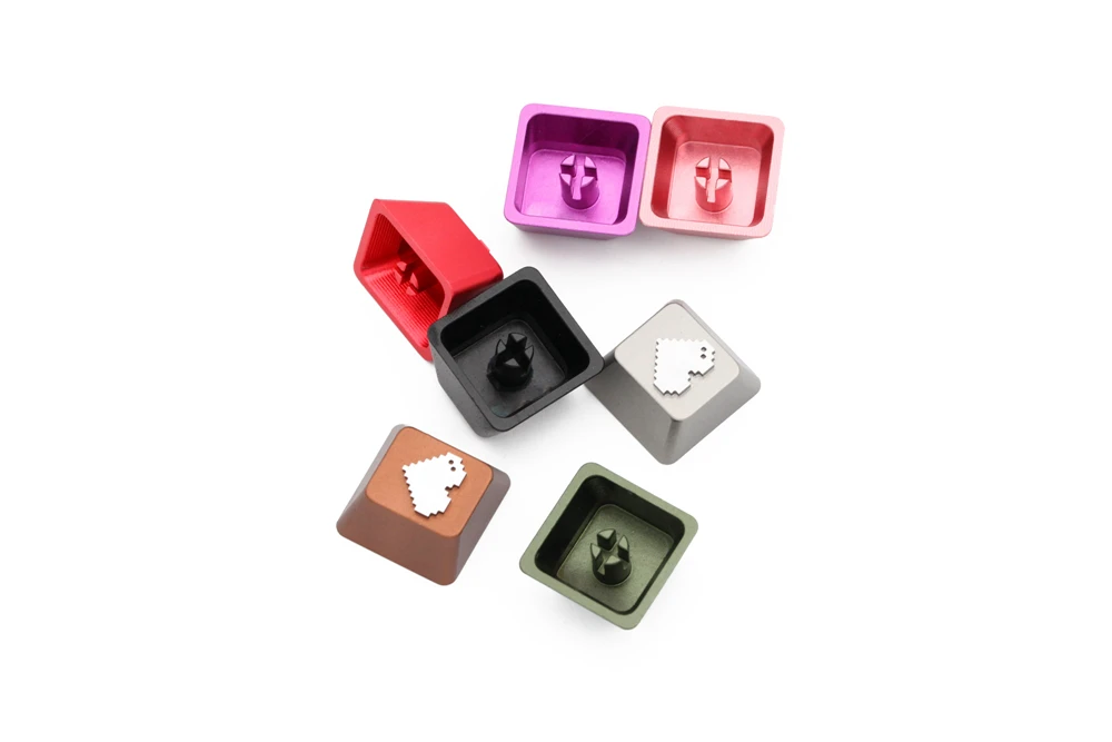pixel heart teclados de alumínio para teclados mecânicos perfil de verde prata