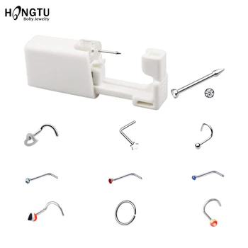

HONGTU Nose Piercing Kit Disposable Sterile Safety Nose Piercing Gun Tools with 9pcs Nose Studs for Women Piercing Jewelry 20G