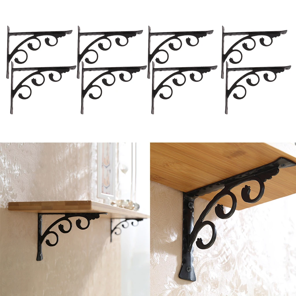 8Pcs Wall Shelf Bracket Book Shelf Supports Storage L Corner Brace for Bookstore