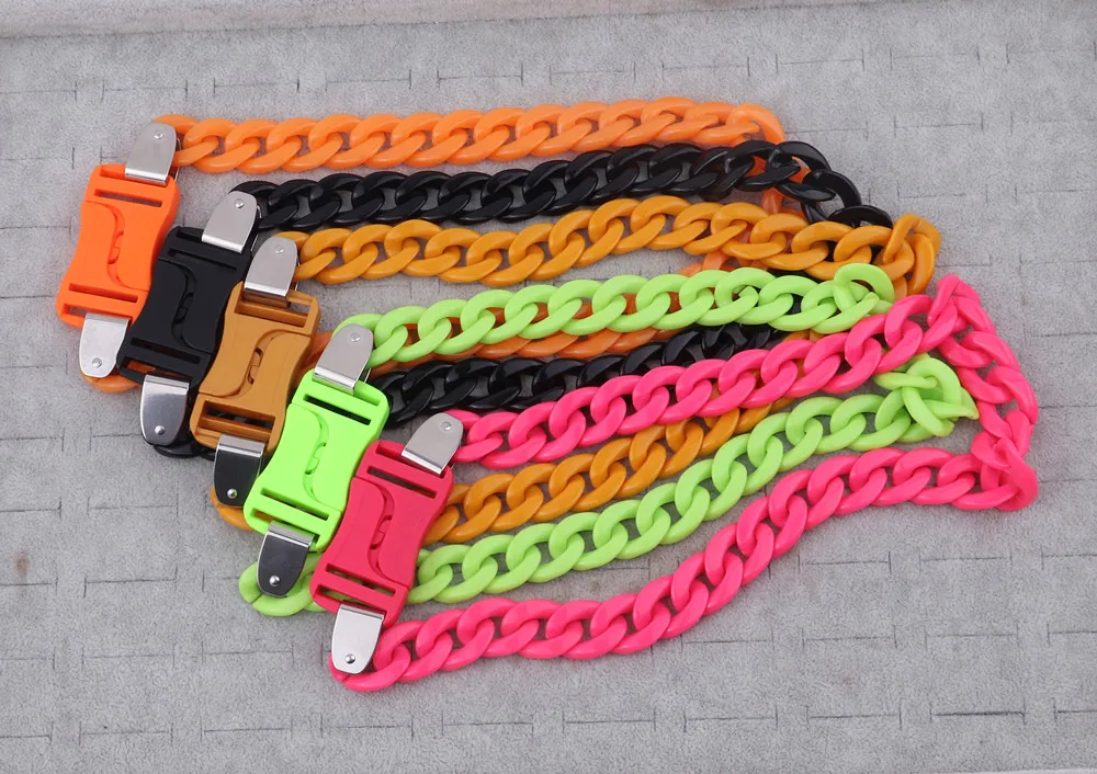 FishSheep Rock Punk Acrylic Chain Buckle Pendant Necklace For Men Women Statement Choker Collar Necklaces New Fashion Jewelry