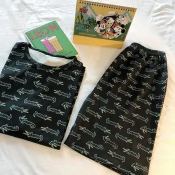 

Cute Pajamas Cartoon Summer Pyjama Women Pajama Set Nightwear Cotton Pj Sets for Women Short Sleeve 2020 Pigiami Donna Loose