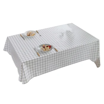

Tablecloth Dustproof Rectangle Table Cover Slip Resistant Simple Plaid Style 140x180cm E2S
