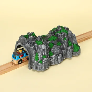 

Wooden Train Building Block Rail Accessories Simulated Tunnel Cave Kids Toys Compatible With Wooden Tracks Toys For Children