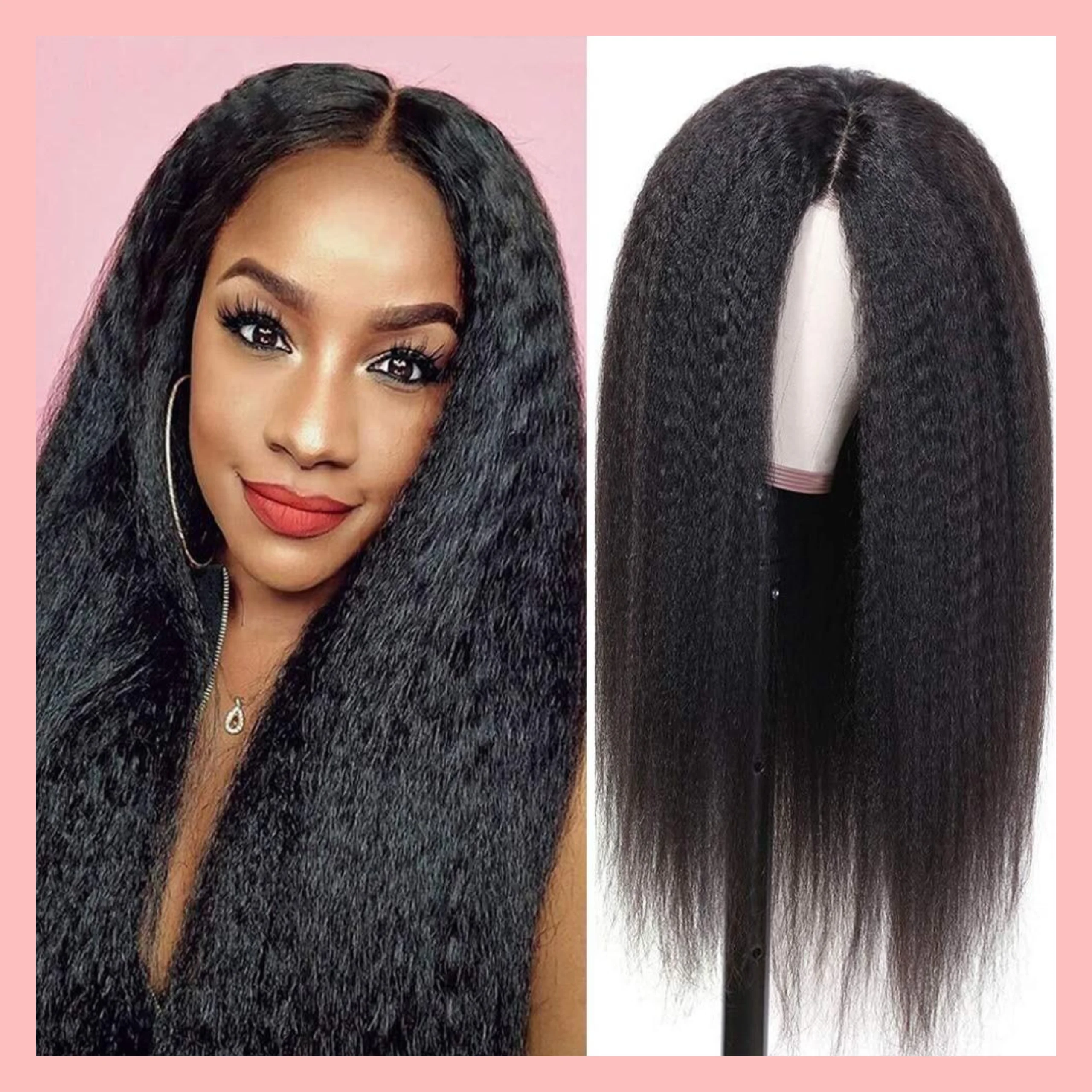 Image for Uneed Brazilian Kinky Straight Lace Front Wigs for 