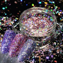 1 шт голографический блестящий для ногтей Блестящий переливающийся разбитое стекло хлопья Хамелеон блестящая пудра Маникюр SAALS01-12