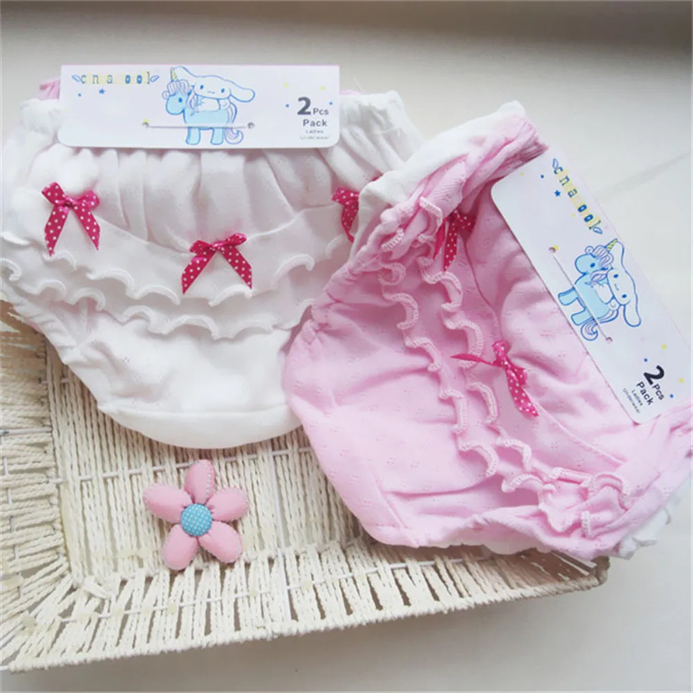 2 pcs/set Baby Underwear Cotton Ruffled Bow Girl Panties Newborn Baby Girl Shorts Underwear 0-2 Years baby cotton panties baby cotton bloomers