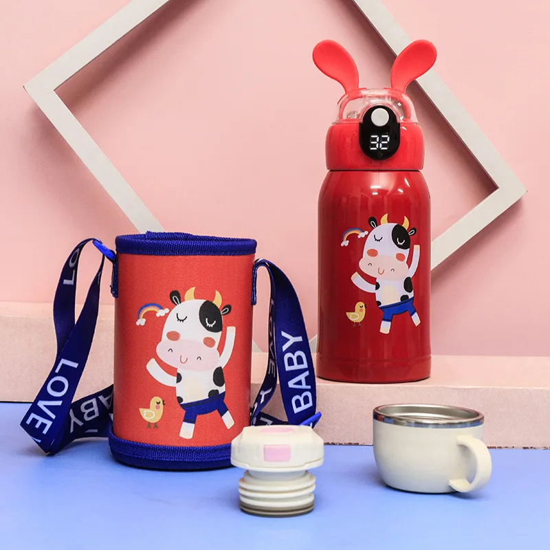 Cartoon Kid Tumbler Smart Insulated Cup Portable Straw Mug Hot