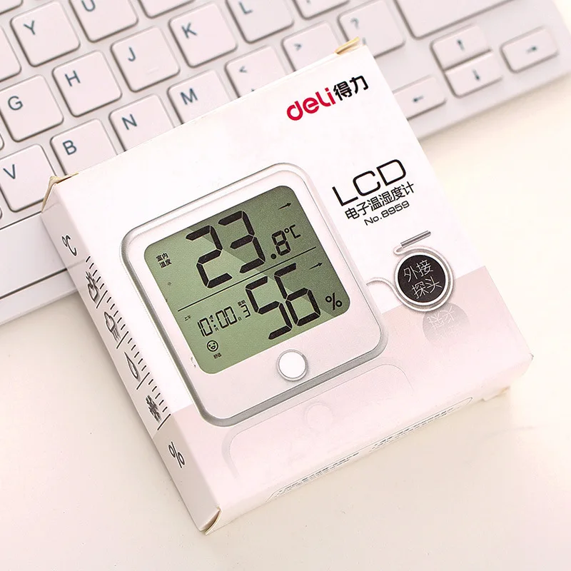Deli 1PCS Electronic Thermometer and Hygrometer Home Indoor Alarm Clock Hygrometer Office High Precision Thermometer 8959 Deli 1PCS Electronic Thermometer and Hygrometer Home Indoor Alarm Clock Hygrometer Office High Precision Thermometer 8959