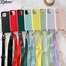 Crossbody Necklace Holder Phone Case For iPhone 12 11 Pro Max XS XR X 6 6S 8 7 Plus SE 2 Lanyard Cord Strap Soft Silicone Cover