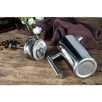 

Stainless Steel French Press Coffee Maker Double Walled Cafetiere Insulated Coffee Tea Brewer Pot with Filter Baskets 1 Cup CE -