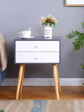Nordic Minimalist Bedside Table With Two Drawer Mini Practical Beauty Bedroom Furniture Saving Space Nightstands Bed Table