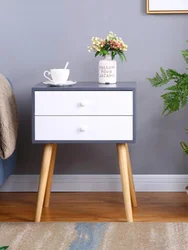 Mesita de noche minimalista nórdica con dos cajones, Mini muebles de dormitorio de belleza prácticos, que ahorran espacio, mesita de cama