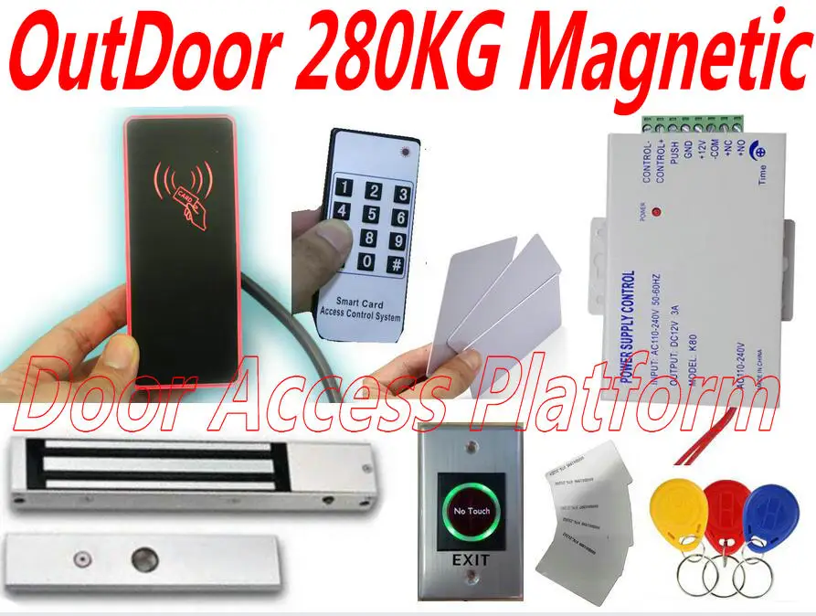 Дом RFID Контроль доступа EM карты контроля доступа Лер+ DC12V блок питания+ электронный 280 кг дверной магнитный замок+ NOTouch инфракрасного выход