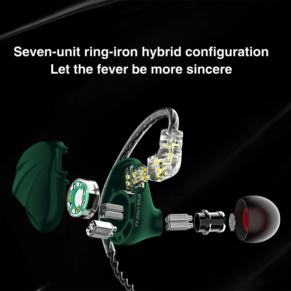 TRN VX 6BA 1DD hibrido en el auriculdel oido Monitor HIFI deporte auriculares с 2 контактным разъемом 0 75 мм