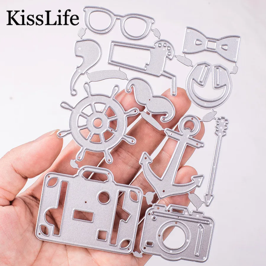 

1 Pack Camera Handbag Glasses Rudder Metal Cutting Dies Kscraft Dies for Scrapbooking Card Making Christmas Craft Dies