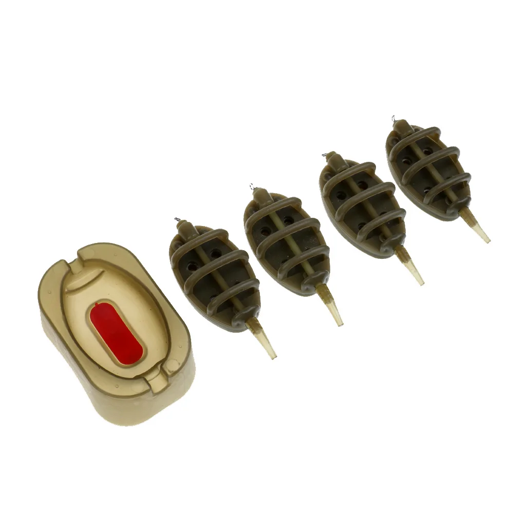 4Pcs/Set Carp Fishing Feeder Set Lead Sinker with Mould Fishing Tackles Mold Set (15g 20g 25g 35g) 