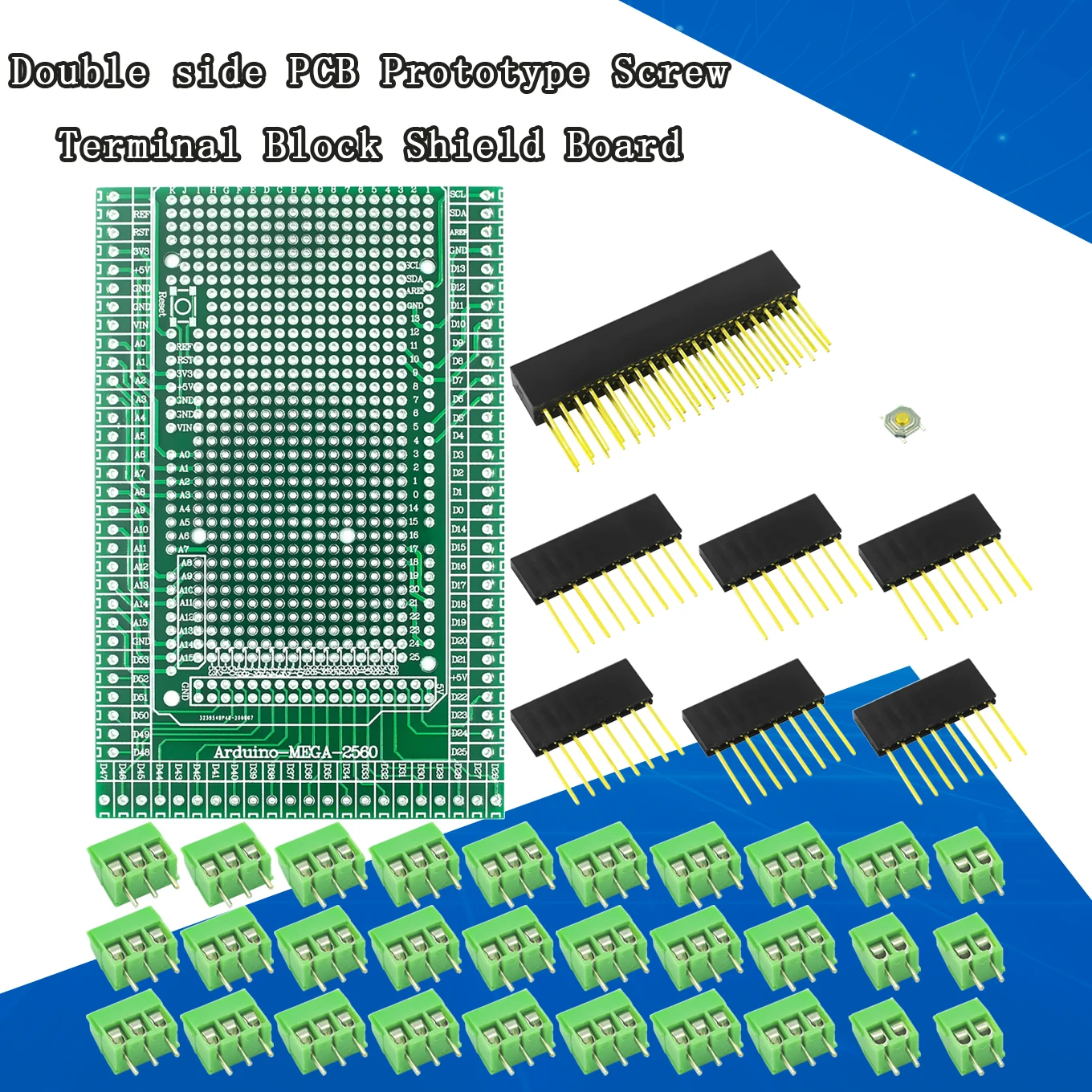 Двухсторонняя PCB прототип Клеммная колодка щит комплект для MEGA-2560 Мега 2560 R3 Mega2560 |