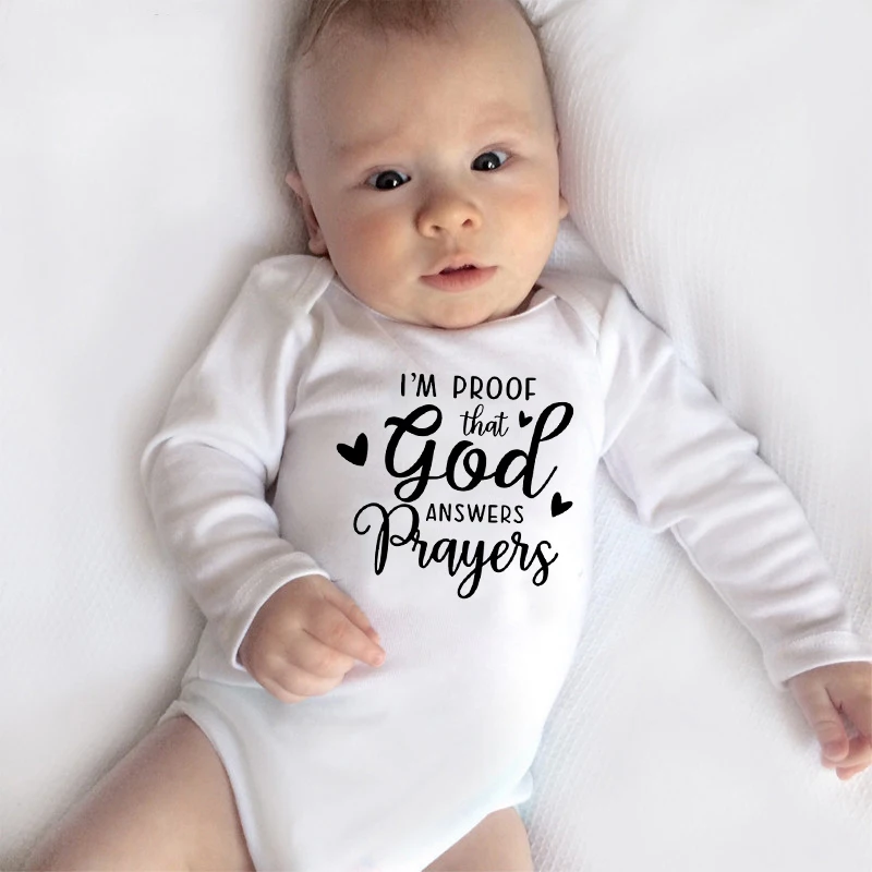 Body de manga larga Unisex para bebés y niños, mono divertido con frase Im Proof God reandings, Ropa de otoño e invierno