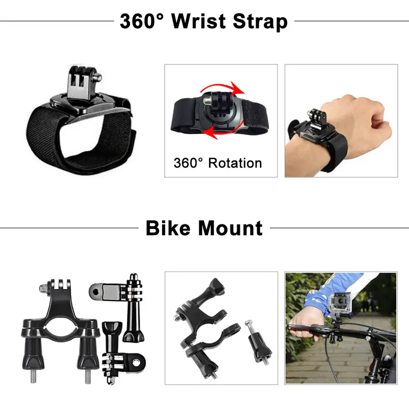 ORBMART for GoPro Accessories Set for Go Pro Hero 13 12 11 10 9 8 7 6 5 4 Black Mount for DJI Insta360 for Sjcam Action Camera - Image 3