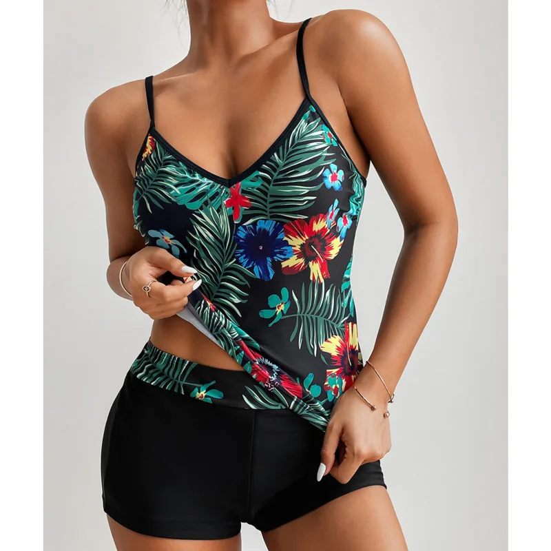 섹시한 대형 수영복 플러스 사이즈 Tankini 세트 여성 수영복 비치웨어 투피스 수영복 스포츠 풀 여성 수영복