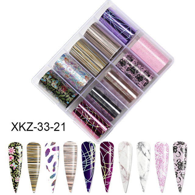 Star Transfer Paper Laser Leopard Print Gale Camouflage Small Fresh Fruit Star Set Nail Sticker Decorative Art 1Box 10 Grid