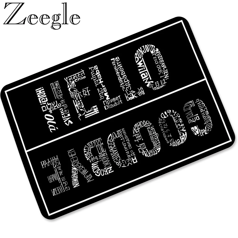 Black White Hello Goodbye Rubber Anti Slip Doormats Entrance Door Front Door Mats Outdoor Indoor Welcome Home Funny Floor Mats