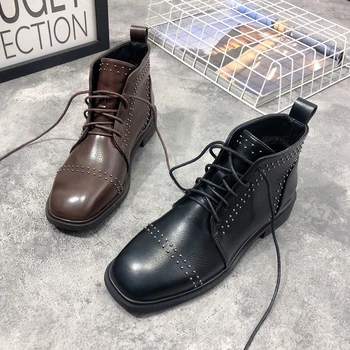 

Children's boots 2020 autumn new retro square toe flat-bottomed Chelsea boots female British style short boots Martin boots