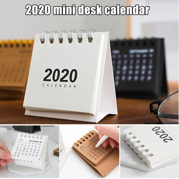 

2020 New Year Mini Desk Calendar Simple Desk Coil Notepad Kraft Paper Calendar Daily Schedule LHB99
