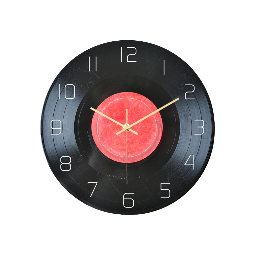 Ретро акриловые часы музыкальный диск креативные УФ напечатанные настенные часы для дома спальни подвесной бар Декор без батареи