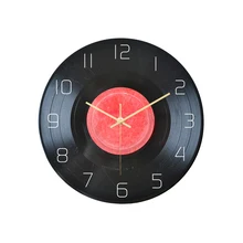 Retro Relógio Disco de Música Criativa Acrílico UV Impresso Relógio De Parede Quarto Casa Pendurado Decoração do Bar sem Bateria(China)