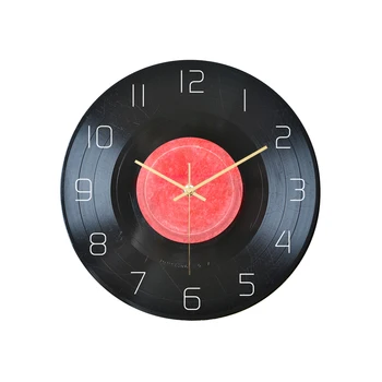 

Retro Acrylic Clock Music Disc Creative UV Printed Wall Clock Household Bedroom Hanging Bar Decor without Battery