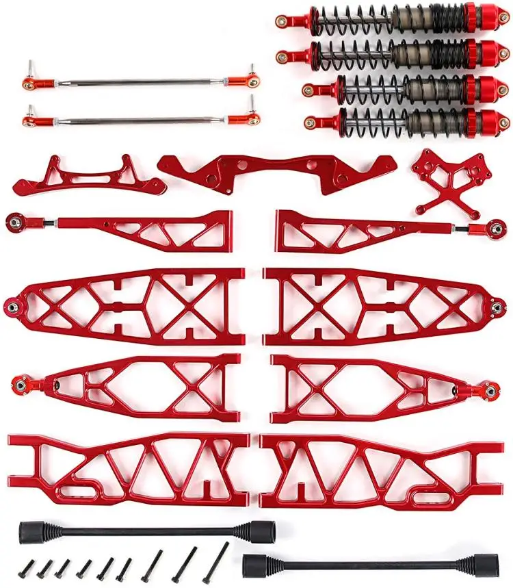 

CNC front and rear Suspension extended Arm and Shock Absorber Kit for 1/5 HPI ROVAN KM Baja 5B 5T SC to Max Conversion Kit