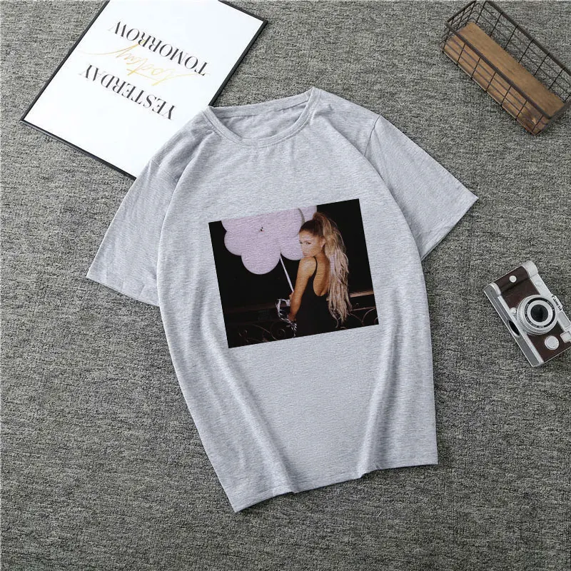 Poleras Mujer De Moda летняя футболка женская Ариана Гранде принт Vogue Harajuku футболка плюс размер Готическая Футболка Camiseta Mujer - Цвет: 2377-Gray