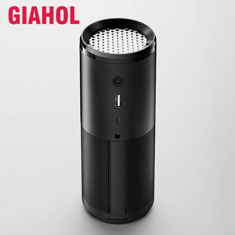 GIAHOL HEPA Filter Car Air Purifier with Aromatherapy Negative Ion Purifying Metal Body Portable