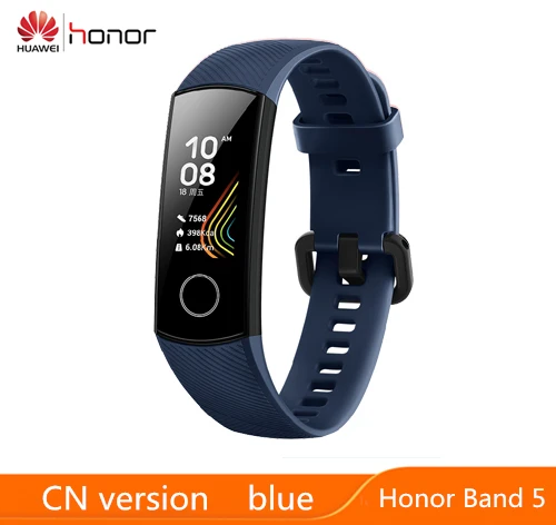 Huawei Honor Band 5 умный Браслет крови кислородом AMOLED экран фитнес-трекер для измерения сердечного ритма браслет для плавания спортивные умные часы - Цвет: dark blue