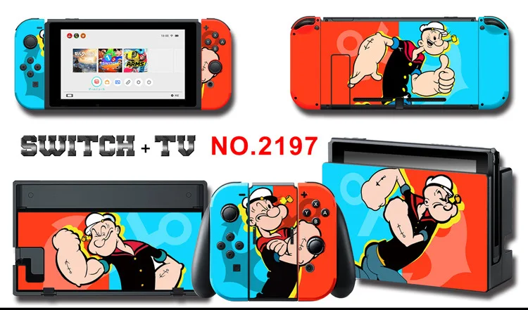 1set New Cute Anime Full Body Sticker for NS Switch Protective Cover Skin Colorful Art for Game Console Joy-Con Controller Decor